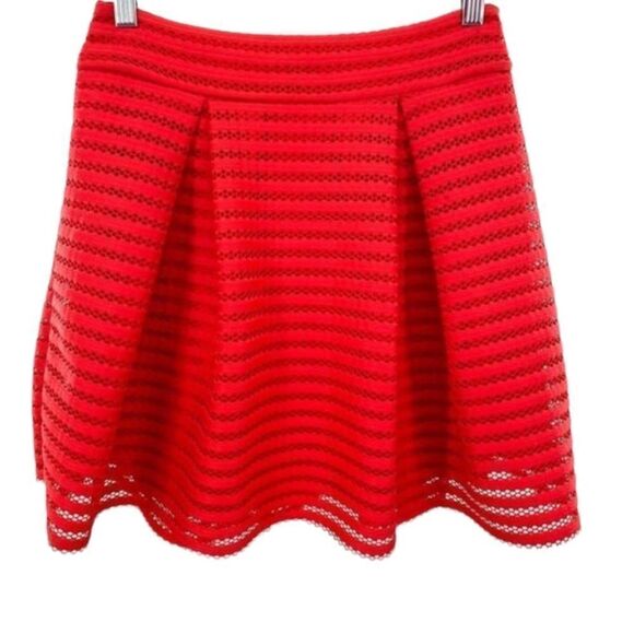 EXPRESS Red Pleated Eyelet A-line Skirt - Picture 1 of 9